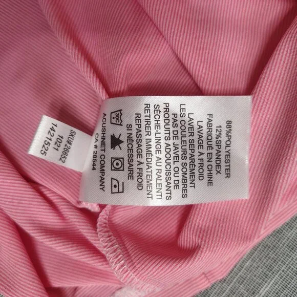 FJ Footjoy Shirt Womens Medium Pink White Striped Golf Polo First Tee PGA TOUR - Picture 5 of 11